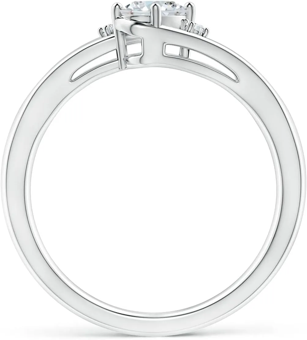 Angara Lab Grown Diamond Split Shank Ring with Accents in Silver / 14K Solid Gold/Platinum | April Birthstone, Birthday, Engagement, Anniversary, Wedding Jewelry Gift for Women