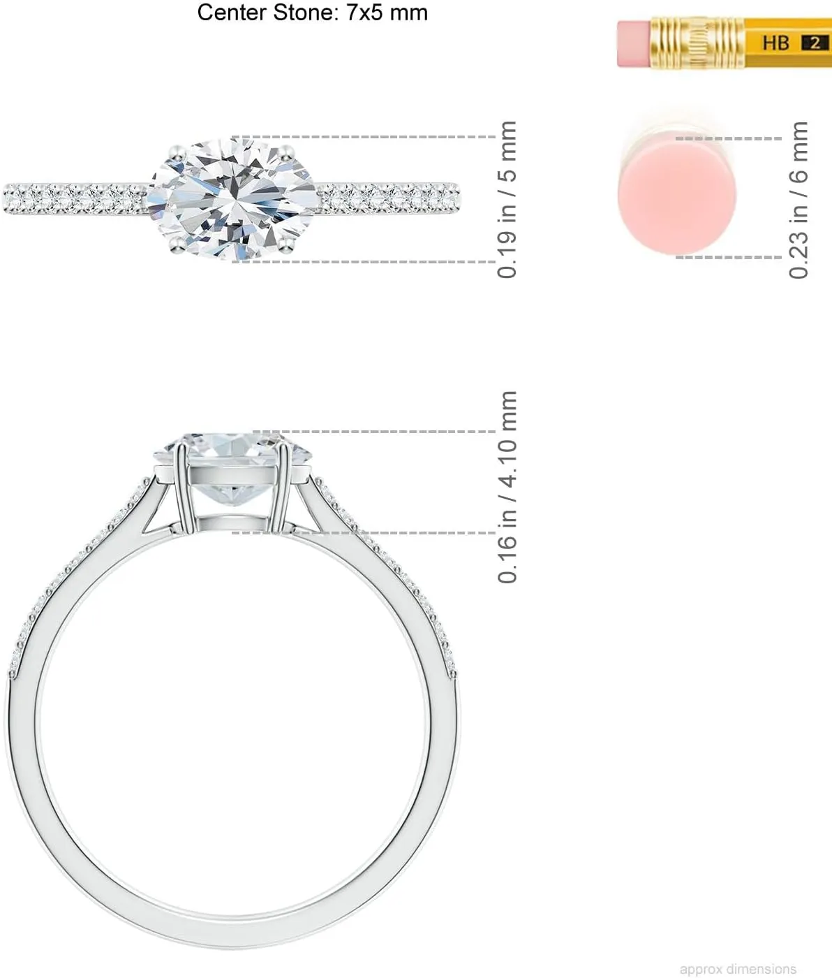 Angara Lab Grown East-West Oval Diamond Cathedral Engagement Ring in 14K Solid Gold/Platinum | April Birthstone, Birthday, Anniversary, Wedding Jewelry Gift for Women