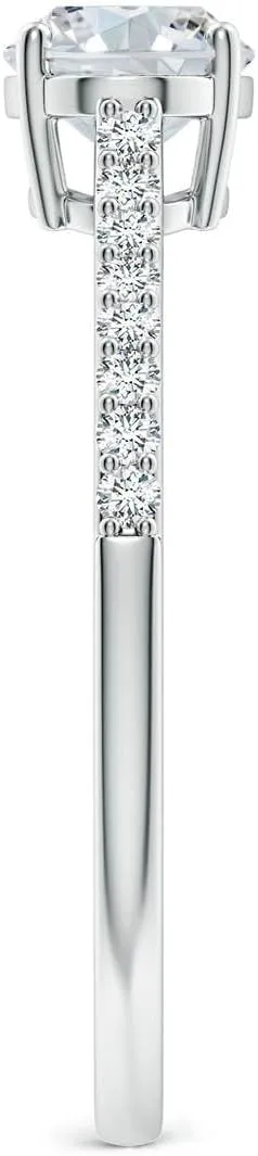 Angara Lab Grown East-West Oval Diamond Cathedral Engagement Ring in 14K Solid Gold/Platinum | April Birthstone, Birthday, Anniversary, Wedding Jewelry Gift for Women