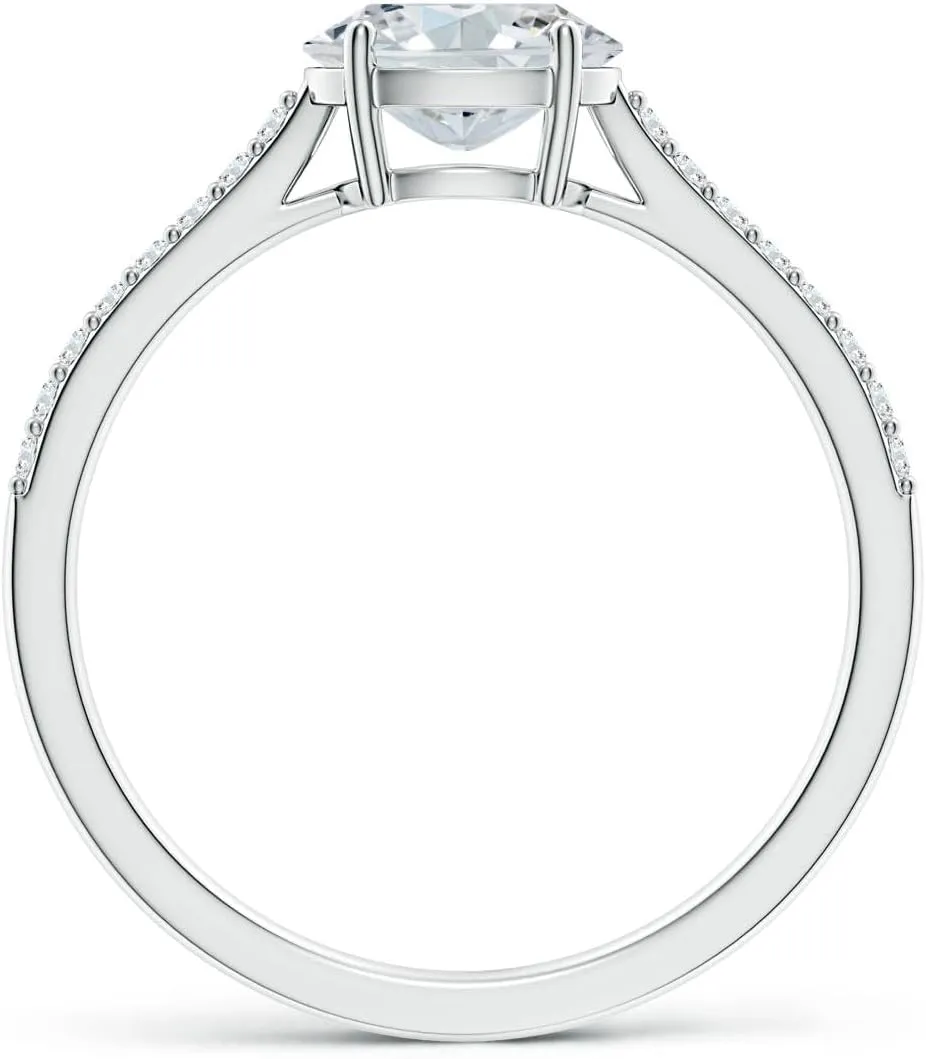 Angara Lab Grown East-West Oval Diamond Cathedral Engagement Ring in 14K Solid Gold/Platinum | April Birthstone, Birthday, Anniversary, Wedding Jewelry Gift for Women