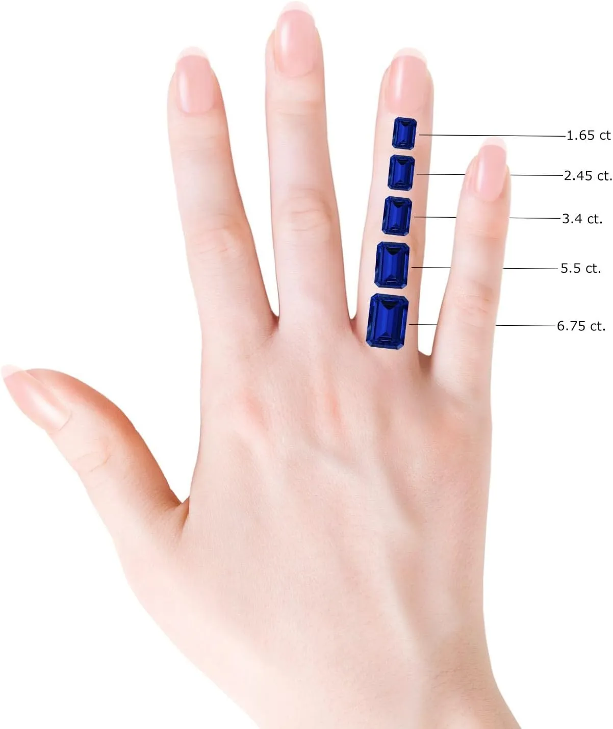 Angara Lab Grown Emerald-Cut Blue Sapphire Engagement Ring with Lab Diamond Halo in 14K Solid Gold/Platinum | Birthday, Anniversary, Wedding Jewelry Gift for Women