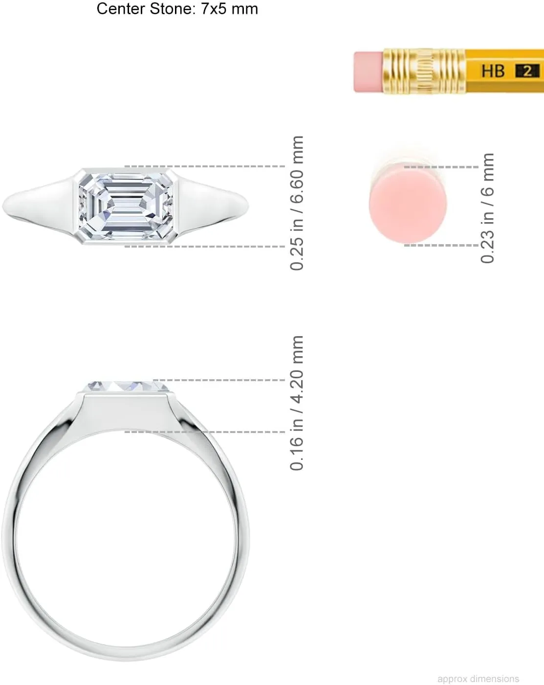 Angara Lab Grown Emerald-Cut Diamond Signet Ring in Silver / 14K Solid Gold/Platinum | April Birthstone, Birthday, Engagement, Anniversary, Wedding Jewelry Gift for Women