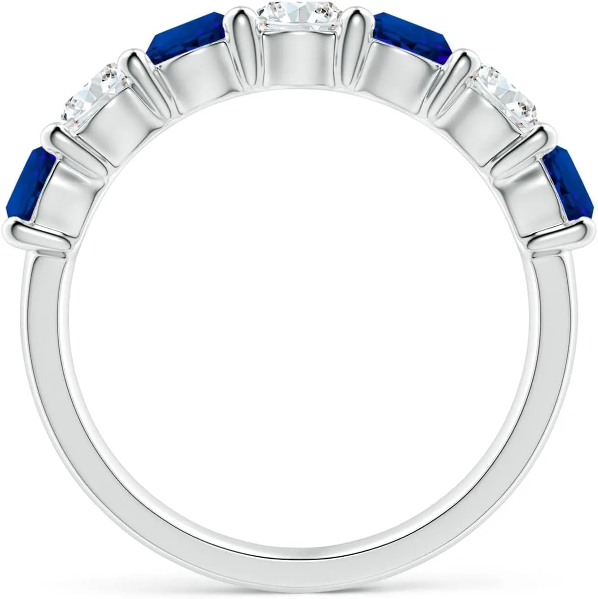 Angara Lab Grown Half Eternity Seven Stone Sapphire and Lab Diamond Wedding Ring in 14K Solid Gold/Platinum | Birthday, Engagement, Anniversary, Wedding Jewelry Gift for Women