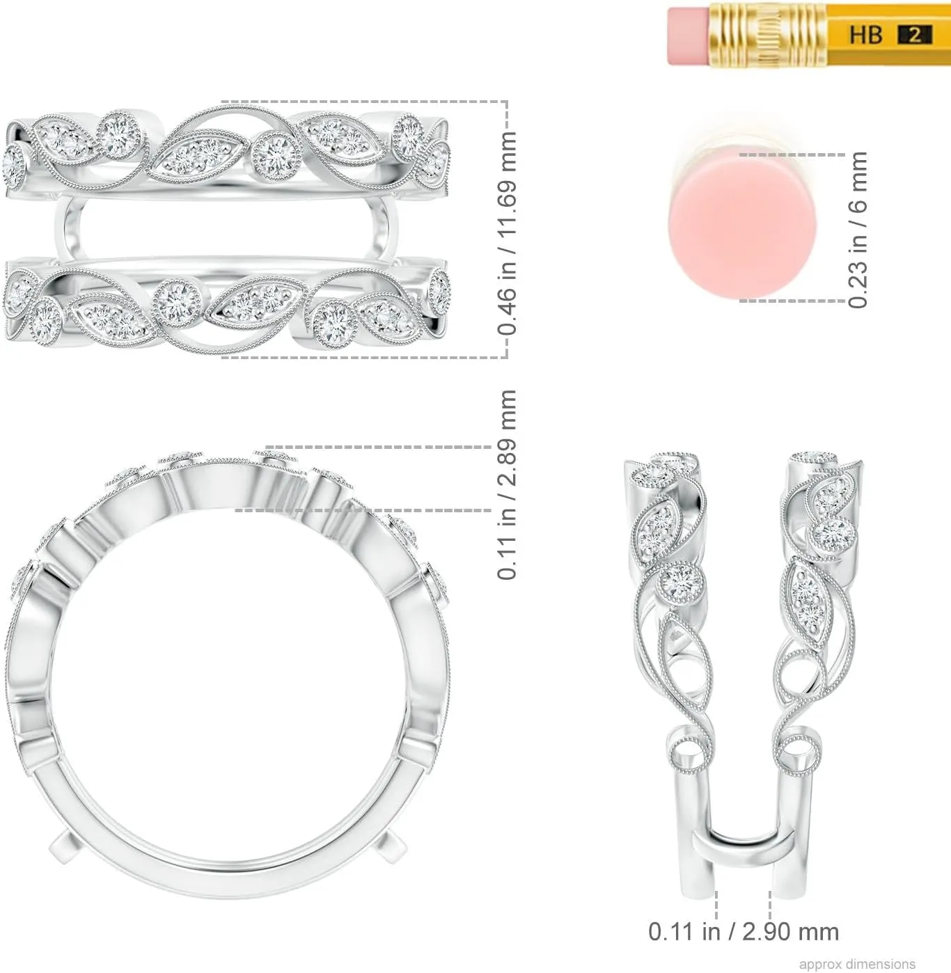 Angara Lab Grown Leaf Motif Diamond Ring Wrap in Silver / 14K Solid Gold/Platinum | April Birthstone, Birthday, Engagement, Anniversary, Wedding Jewelry Gift for Women