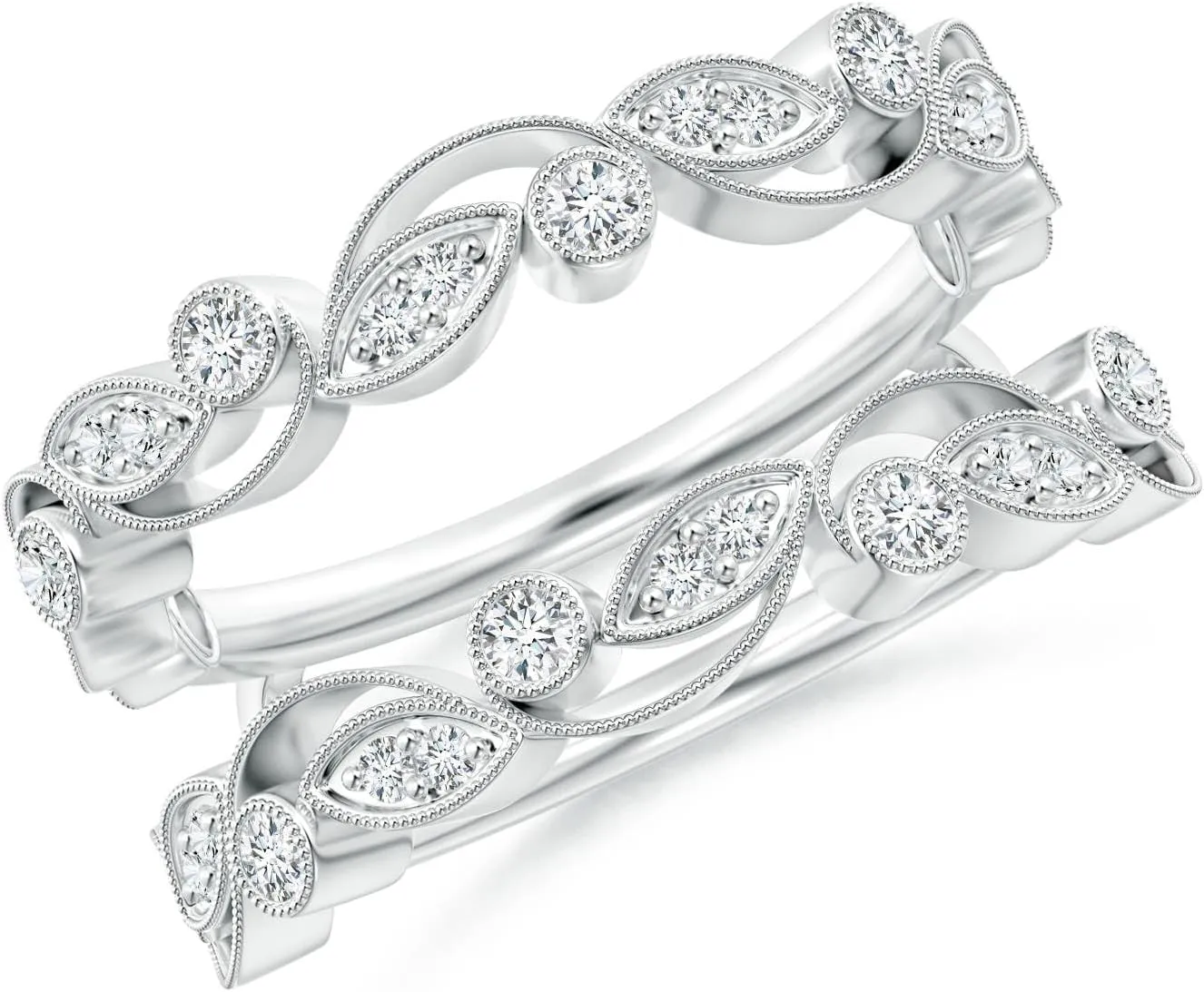Angara Lab Grown Leaf Motif Diamond Ring Wrap in Silver / 14K Solid Gold/Platinum | April Birthstone, Birthday, Engagement, Anniversary, Wedding Jewelry Gift for Women