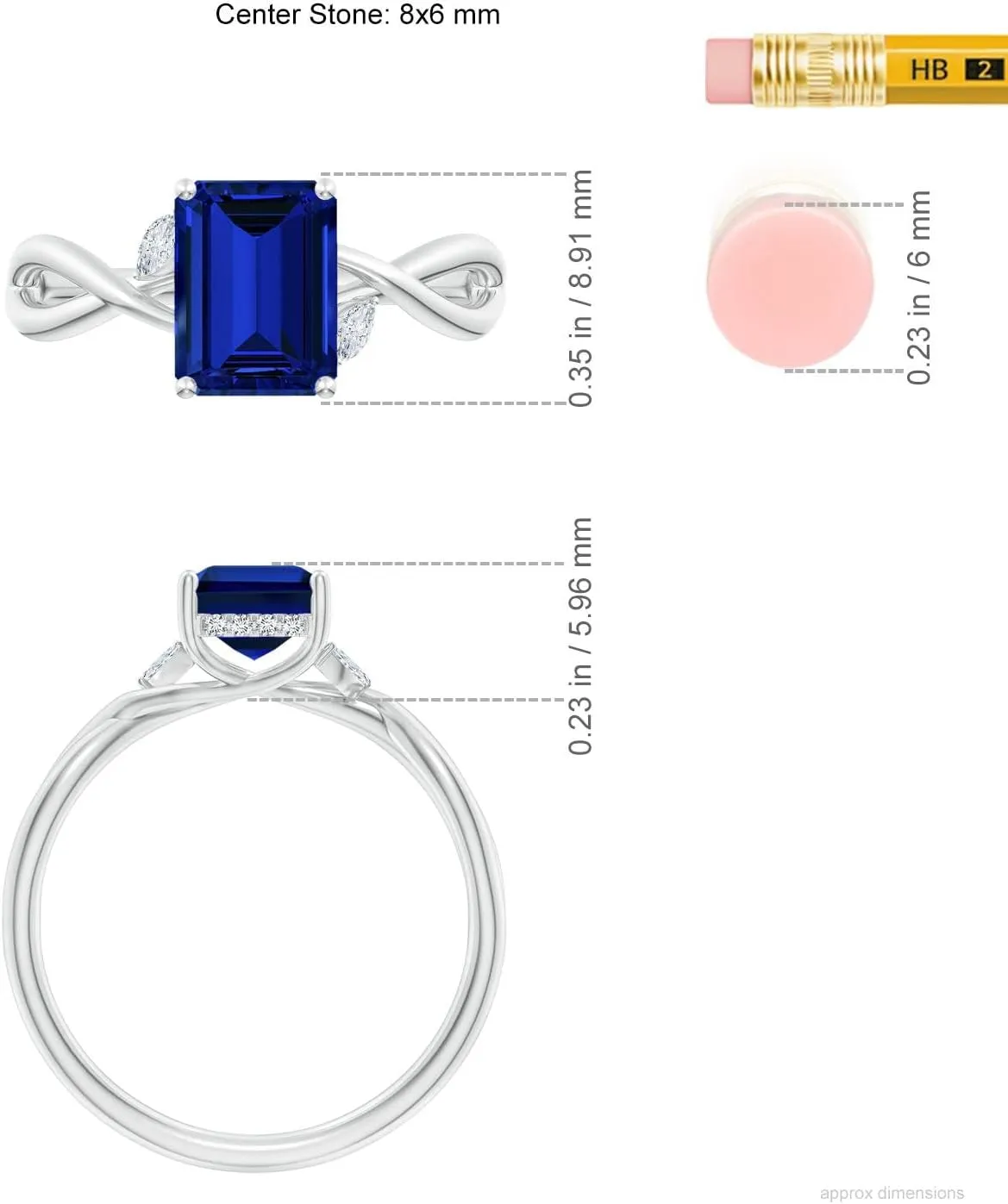 Angara Lab Grown Nature-Inspired Emerald-Cut Blue Sapphire Hidden Halo Engagement Ring in 14K Solid Gold/Platinum | Birthday, Anniversary, Wedding Jewelry Gift for Women