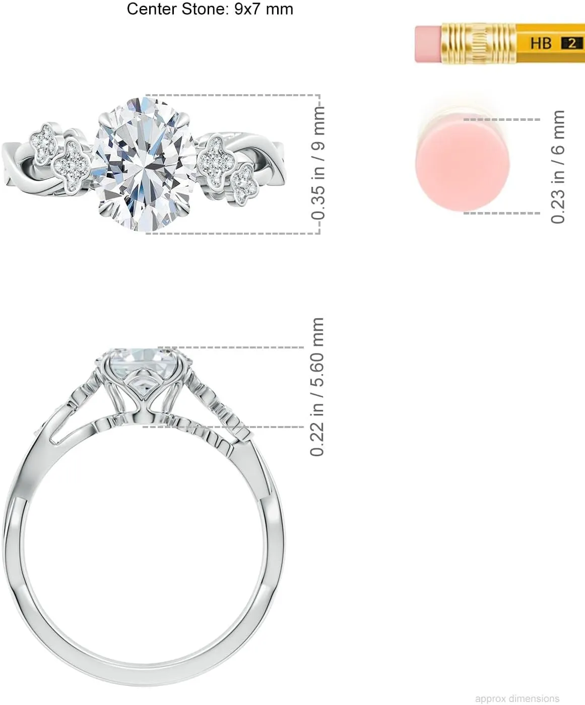 Angara Lab Grown Nature-Inspired Oval Diamond Floral Engagement Ring in 14K Solid Gold/Platinum | April Birthstone, Birthday, Anniversary, Wedding Jewelry Gift for Women