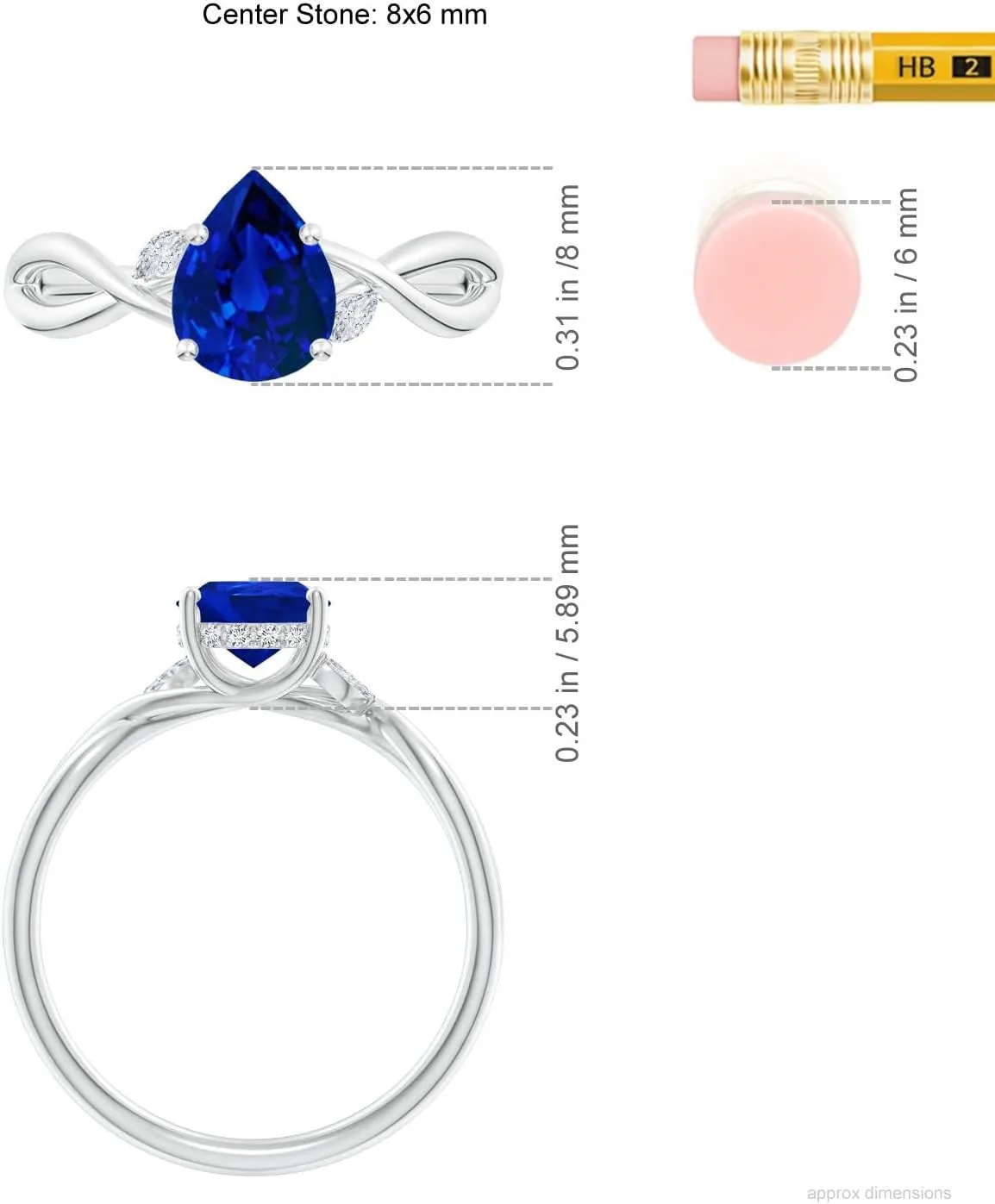 Angara Lab Grown Nature-Inspired Pear Blue Sapphire Hidden Halo Engagement Ring in 14K Solid Gold/Platinum | Birthday, Anniversary, Wedding Jewelry Gift for Women
