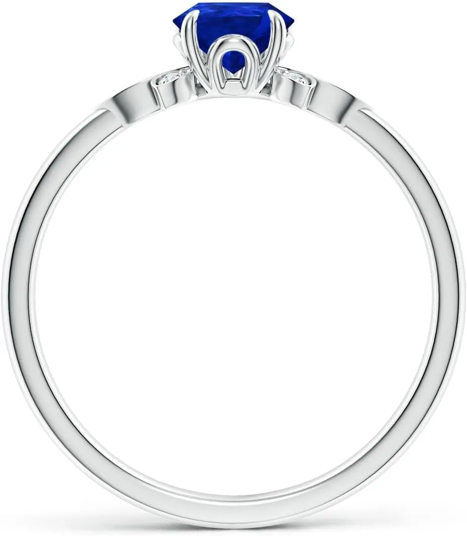 Angara Lab Grown Nature-Inspired Pear-Shaped Blue Sapphire Engagement Ring in 14K Solid Gold/Platinum | Birthday, Anniversary, Wedding Jewelry Gift for Women