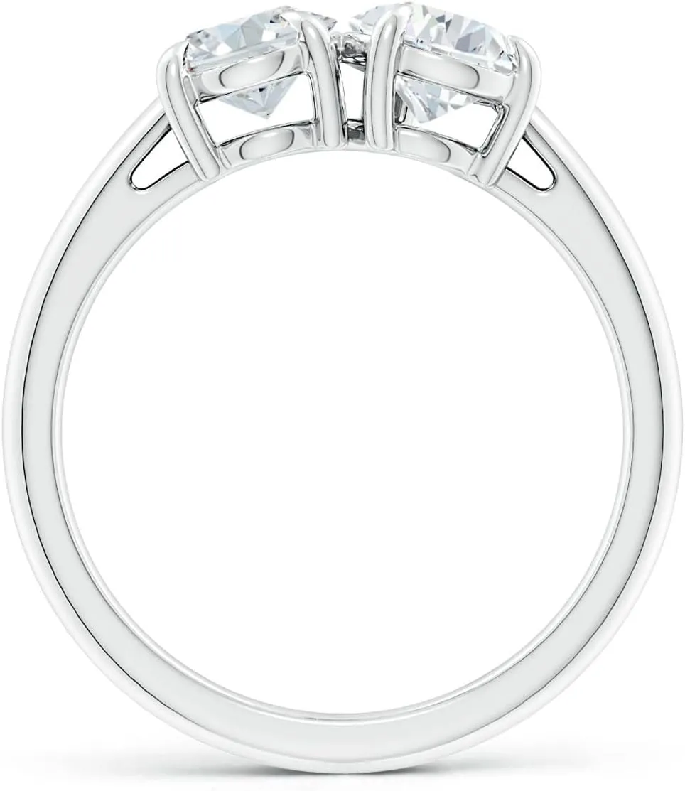 Angara Lab Grown Oval & Pear Diamond Two-Stone Engagement Ring in Silver / 14K Solid Gold/Platinum | April Birthstone, Birthday, Anniversary, Wedding Jewelry Gift for Women