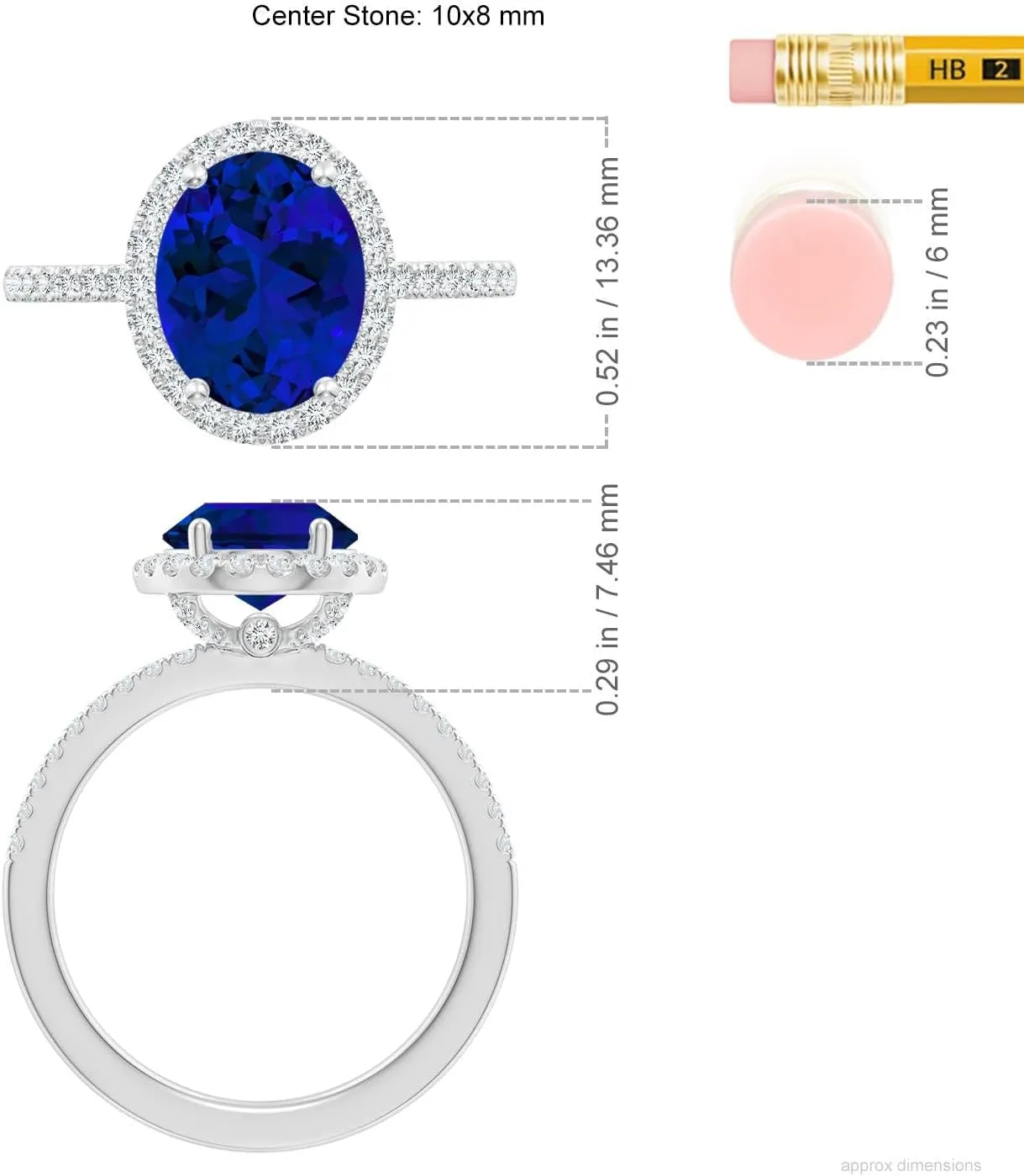 Angara Lab Grown Oval Blue Sapphire Classic Halo Engagement Ring in 14K Solid Gold/Platinum | Birthday, Anniversary, Wedding Jewelry Gift for Women