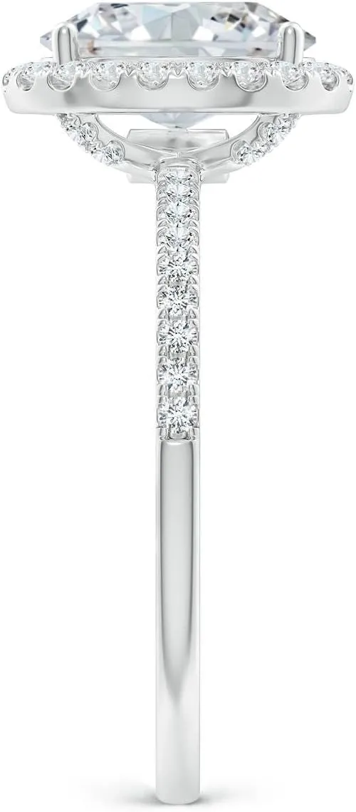 Angara Lab Grown Oval Diamond Classic Halo Engagement Ring in 14K Solid Gold/Platinum | April Birthstone, Birthday, Anniversary, Wedding Jewelry Gift for Women
