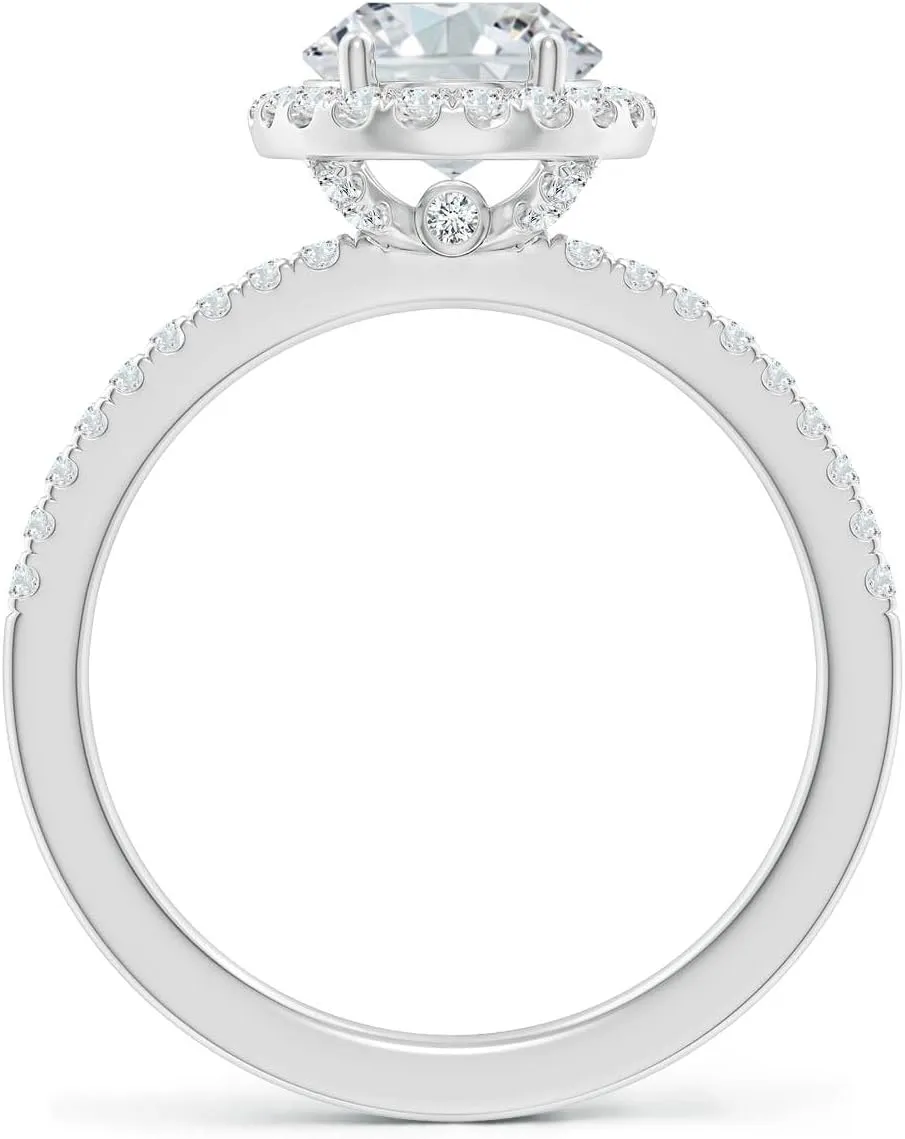 Angara Lab Grown Oval Diamond Classic Halo Engagement Ring in 14K Solid Gold/Platinum | April Birthstone, Birthday, Anniversary, Wedding Jewelry Gift for Women