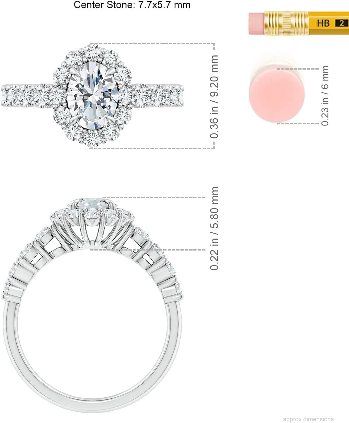 Angara Lab Grown Oval Diamond Floral Halo Engagement Ring in Silver / 14K Solid Gold/Platinum | April Birthstone, Birthday, Anniversary, Wedding Jewelry Gift for Women