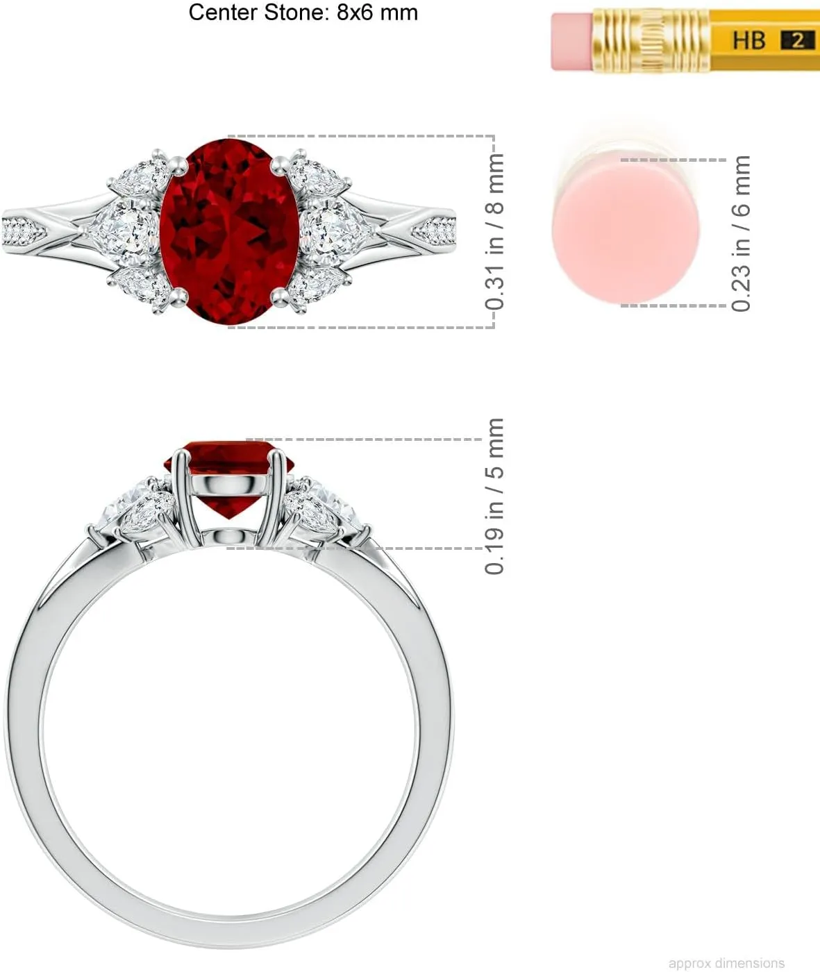 Angara Lab Grown Oval Ruby Engagement Ring with Lab Pear Diamonds in 14K Solid Gold/Platinum | July Birthstone, Birthday, Anniversary, Wedding Jewelry Gift for Women
