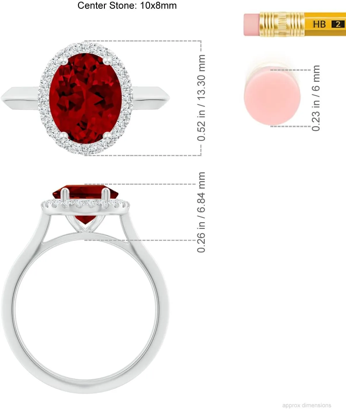 Angara Lab Grown Oval Ruby Halo Knife-Edge Shank Engagement Ring in 14K Solid Gold/Platinum | July Birthstone, Birthday, Anniversary, Wedding Jewelry Gift for Women