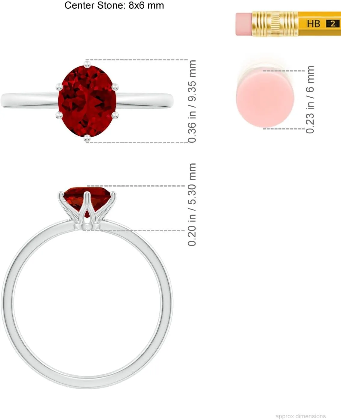 Angara Lab Grown Oval Ruby Solitaire Classic Engagement Ring in 14K Solid Gold/Platinum | July Birthstone, Birthday, Anniversary, Wedding Jewelry Gift for Women