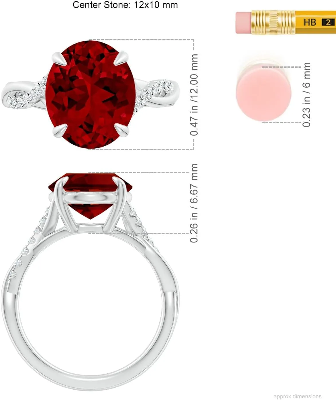 Angara Lab Grown Oval Ruby Twisted Shank Engagement Ring in 14K Solid Gold/Platinum | July Birthstone, Birthday, Anniversary, Wedding Jewelry Gift for Women