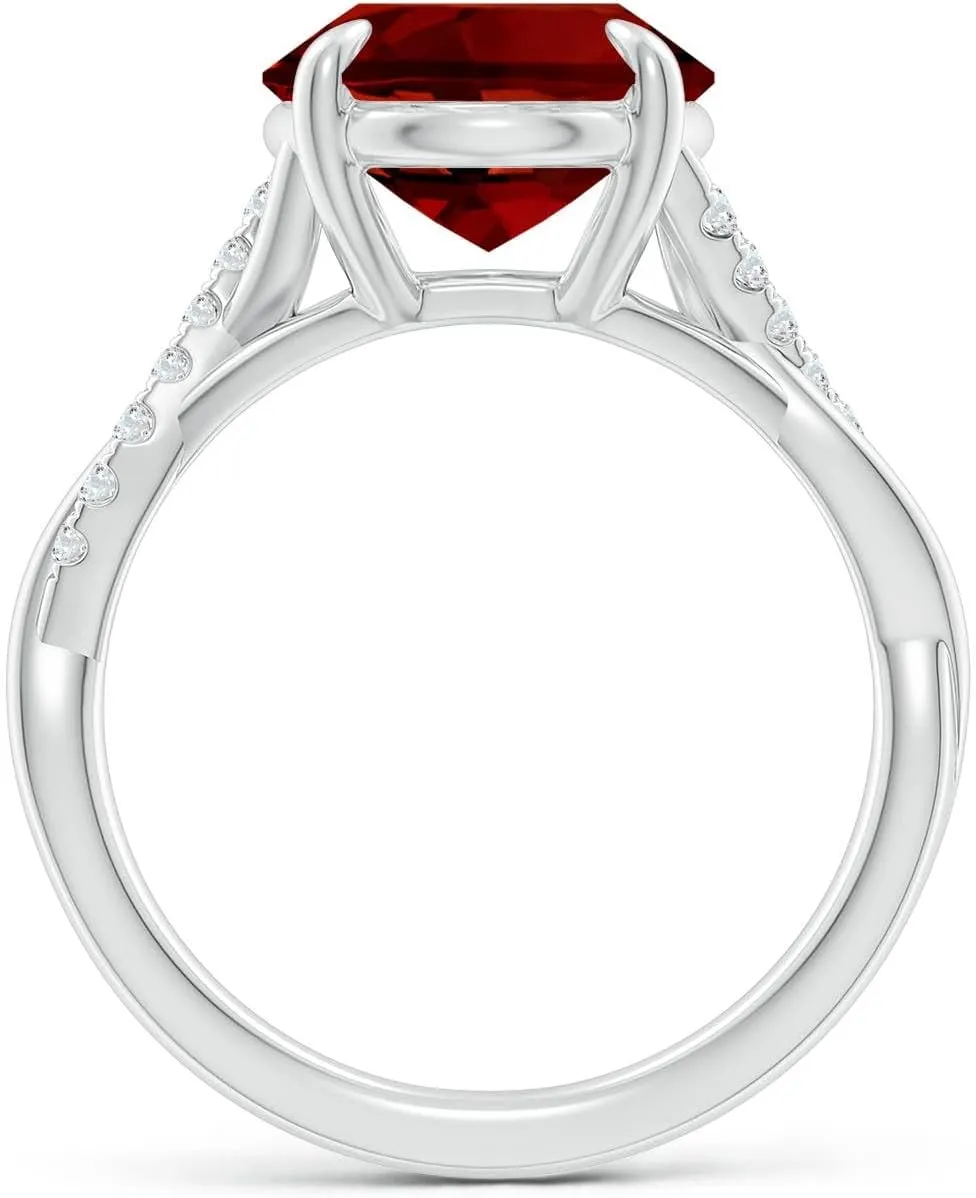 Angara Lab Grown Oval Ruby Twisted Shank Engagement Ring in 14K Solid Gold/Platinum | July Birthstone, Birthday, Anniversary, Wedding Jewelry Gift for Women
