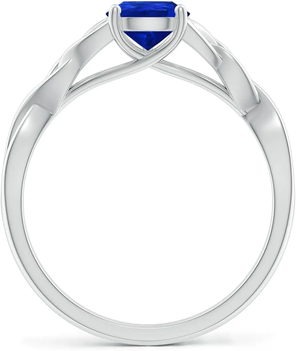 Angara Lab Grown Pear-Shaped Blue Sapphire Celtic Knot Engagement Ring in 14K Solid Gold/Platinum | Birthday, Anniversary, Wedding Jewelry Gift for Women