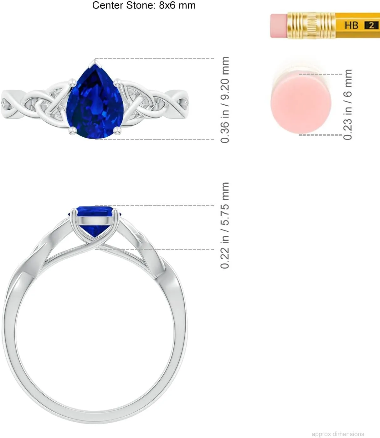 Angara Lab Grown Pear-Shaped Blue Sapphire Celtic Knot Engagement Ring in 14K Solid Gold/Platinum | Birthday, Anniversary, Wedding Jewelry Gift for Women