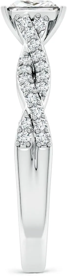 Angara Lab Grown Peg Head Princess-Cut Diamond Twist Shank Engagement Ring in Silver / 14K Solid Gold/Platinum | April Birthstone, Birthday, Anniversary, Wedding Jewelry Gift for Women