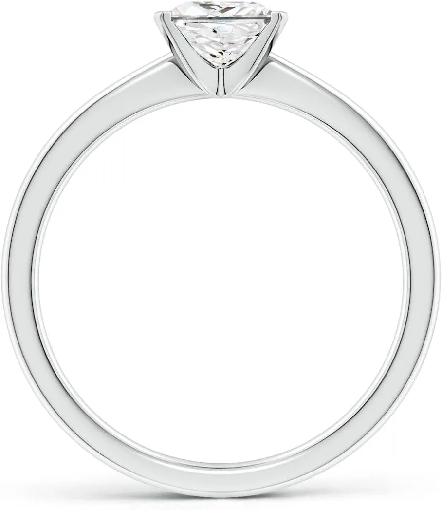 Angara Lab Grown Princess-Cut Diamond Reverse Tapered Shank Solitaire Engagement Ring in Silver / 14K Solid Gold/Platinum | April Birthstone, Birthday, Anniversary, Wedding Jewelry Gift for Women