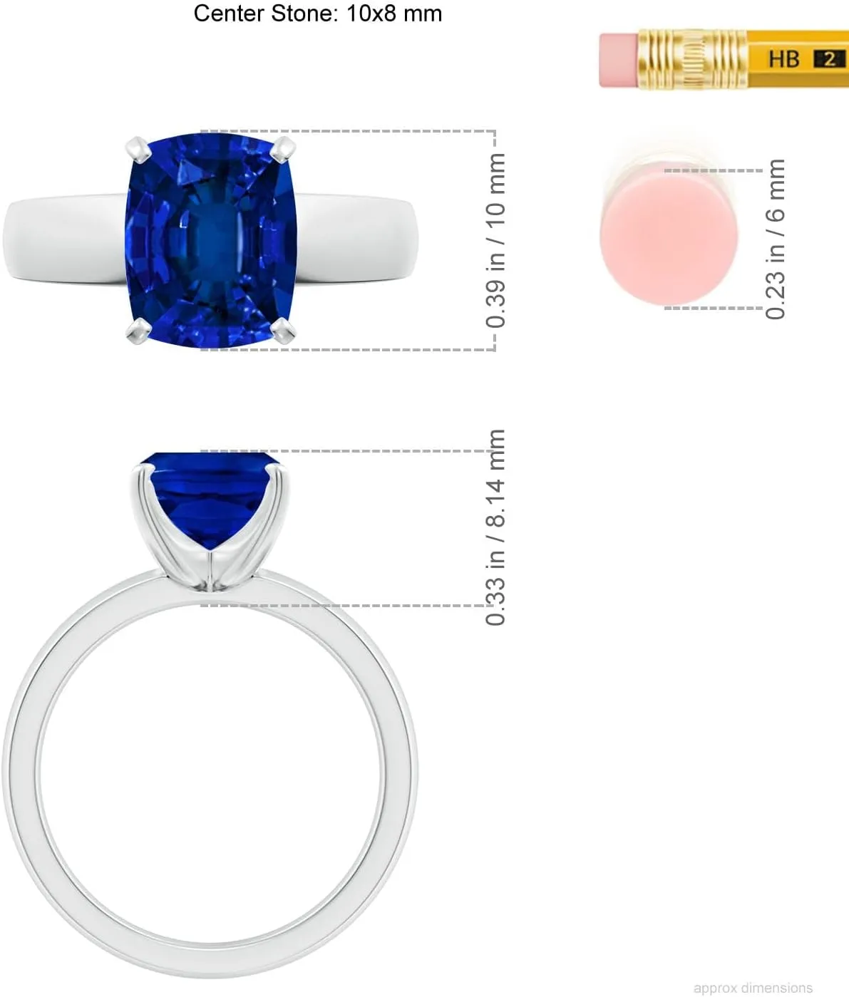 Angara Lab Grown Prong-Set Cushion Rectangular Blue Sapphire Solitaire Engagement Ring in 14K Solid Gold/Platinum | Birthday, Anniversary, Wedding Jewelry Gift for Women