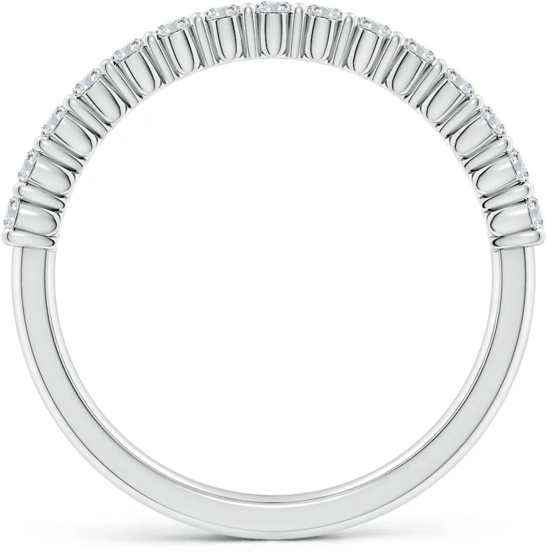 Angara Lab Grown Prong-Set Oval Diamond Half Eternity Wedding Ring in Silver / 14K Solid Gold/Platinum | April Birthstone, Birthday, Engagement, Anniversary, Wedding Jewelry Gift for Women