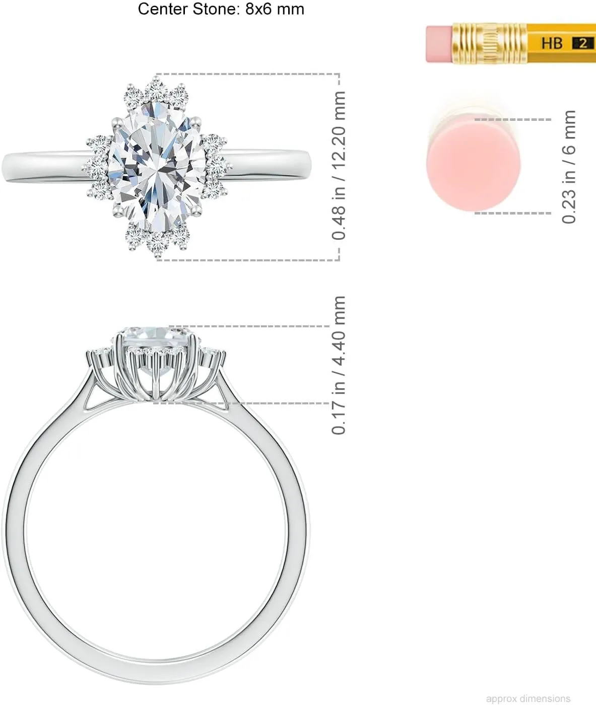Angara Lab Grown Prong-Set Oval Diamond Halo Engagement Ring in 14K Solid Gold/Platinum | April Birthstone, Birthday, Anniversary, Wedding Jewelry Gift for Women