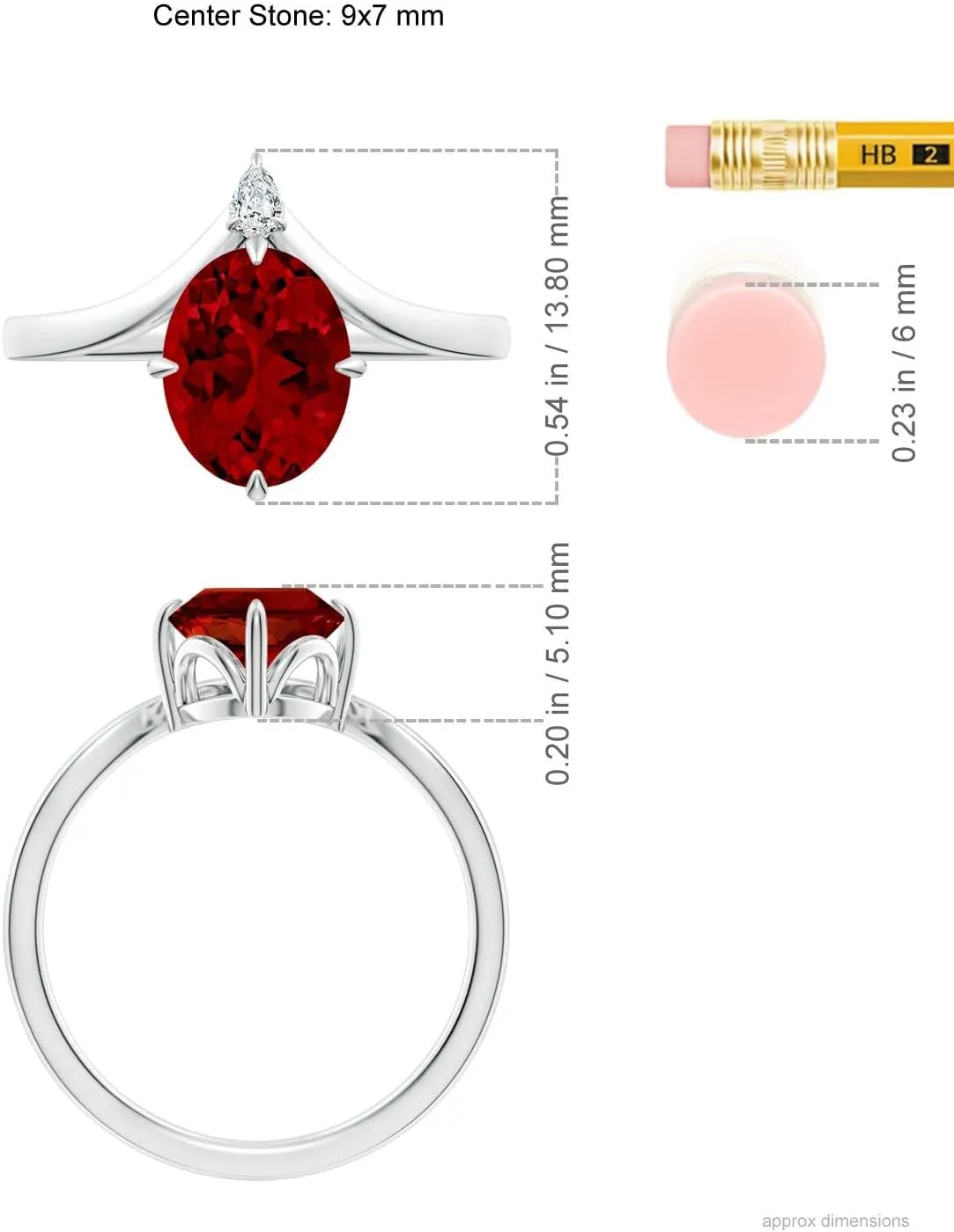 Angara Lab Grown Prong-Set Oval Ruby Chevron Engagement Ring in 14K Solid Gold/Platinum | July Birthstone, Birthday, Anniversary, Wedding Jewelry Gift for Women