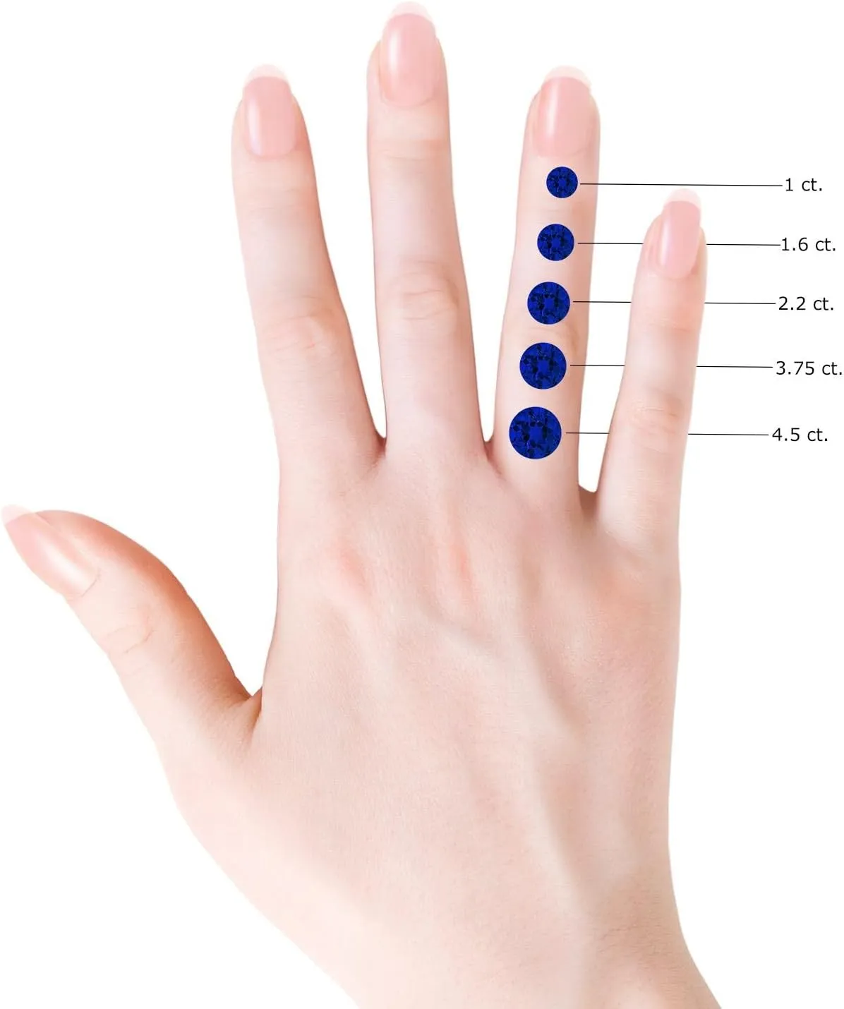 Angara Lab Grown Prong-Set Round 3 Stone Blue Sapphire and Lab Diamond Ring in Silver / 14K Solid Gold/Platinum | Birthday, Engagement, Anniversary, Wedding Jewelry Gift for Women