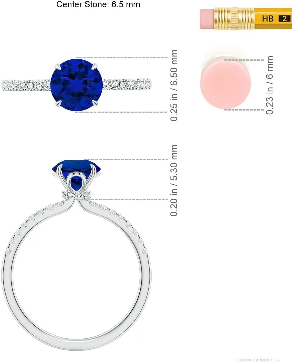 Angara Lab Grown Round Blue Sapphire Hidden Halo Engagement Ring in 14K Solid Gold/Platinum | Birthday, Anniversary, Wedding Jewelry Gift for Women