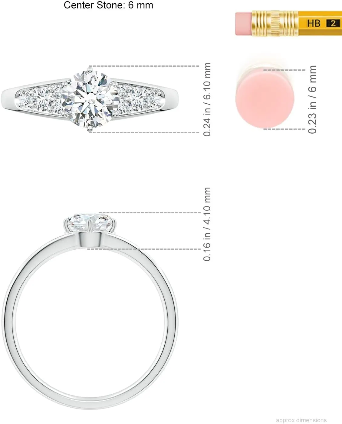 Angara Lab Grown Round Diamond Engagement Ring with Accents in Silver / 14K Solid Gold/Platinum | April Birthstone, Birthday, Anniversary, Wedding Jewelry Gift for Women