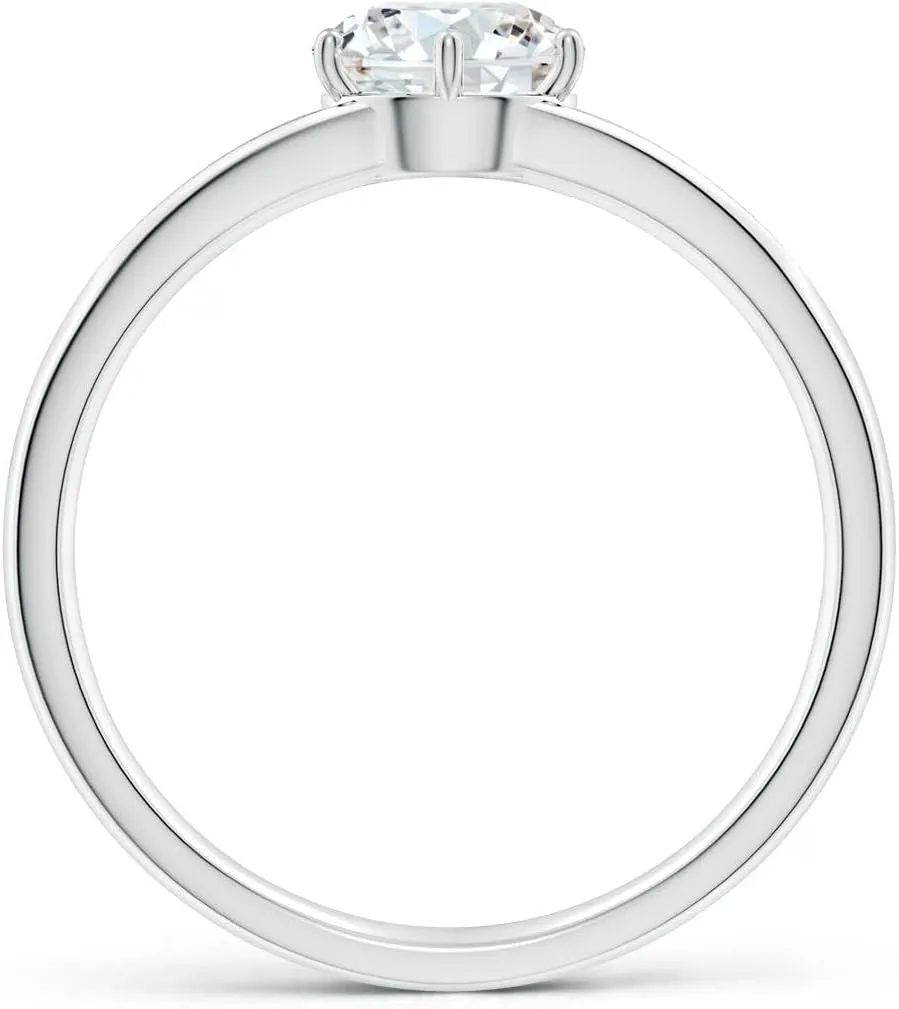 Angara Lab Grown Round Diamond Engagement Ring with Accents in Silver / 14K Solid Gold/Platinum | April Birthstone, Birthday, Anniversary, Wedding Jewelry Gift for Women