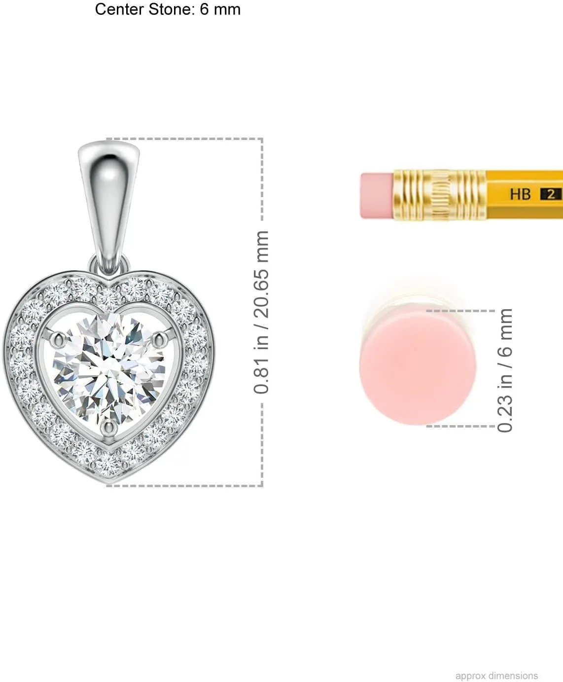 Angara Lab Grown Round Diamond Pendant with Heart-Shaped Halo in 14K Solid Gold/Platinum | April Birthstone, Birthday, Engagement, Anniversary, Wedding Jewelry Gift for Women