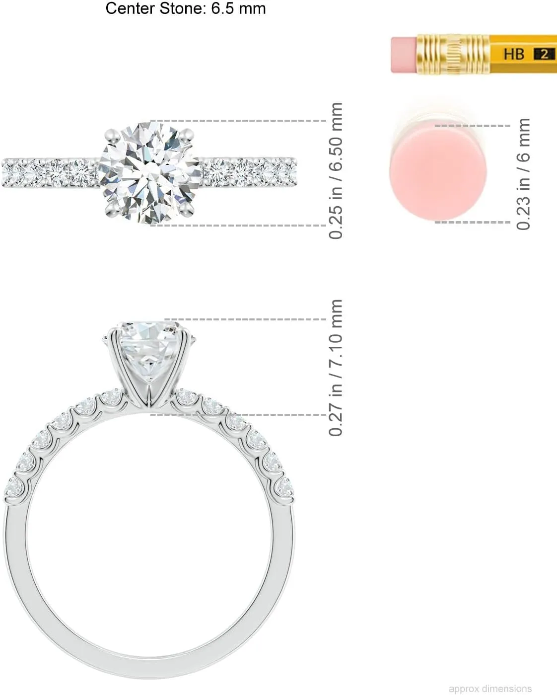Angara Lab Grown Round Diamond Solitaire Engagement Ring with Diamond Accents in Silver / 14K Solid Gold/Platinum | April Birthstone, Birthday, Anniversary, Wedding Jewelry Gift for Women