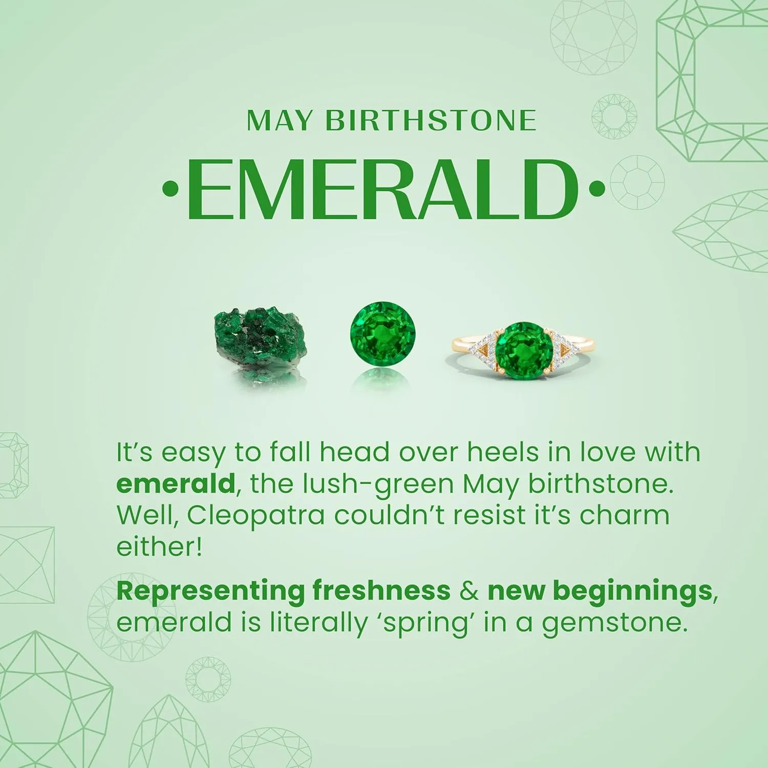 Angara Lab Grown Round Emerald Engagement Ring with Lab Diamonds in Silver / 14K Solid Gold/Platinum | May Birthstone, Birthday, Anniversary, Wedding Jewelry Gift for Women