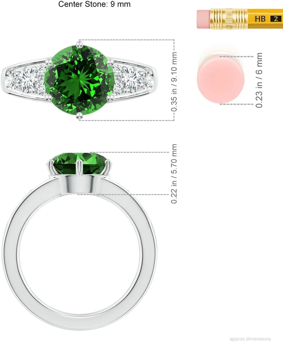 Angara Lab Grown Round Emerald Engagement Ring with Lab Diamonds in Silver / 14K Solid Gold/Platinum | May Birthstone, Birthday, Anniversary, Wedding Jewelry Gift for Women