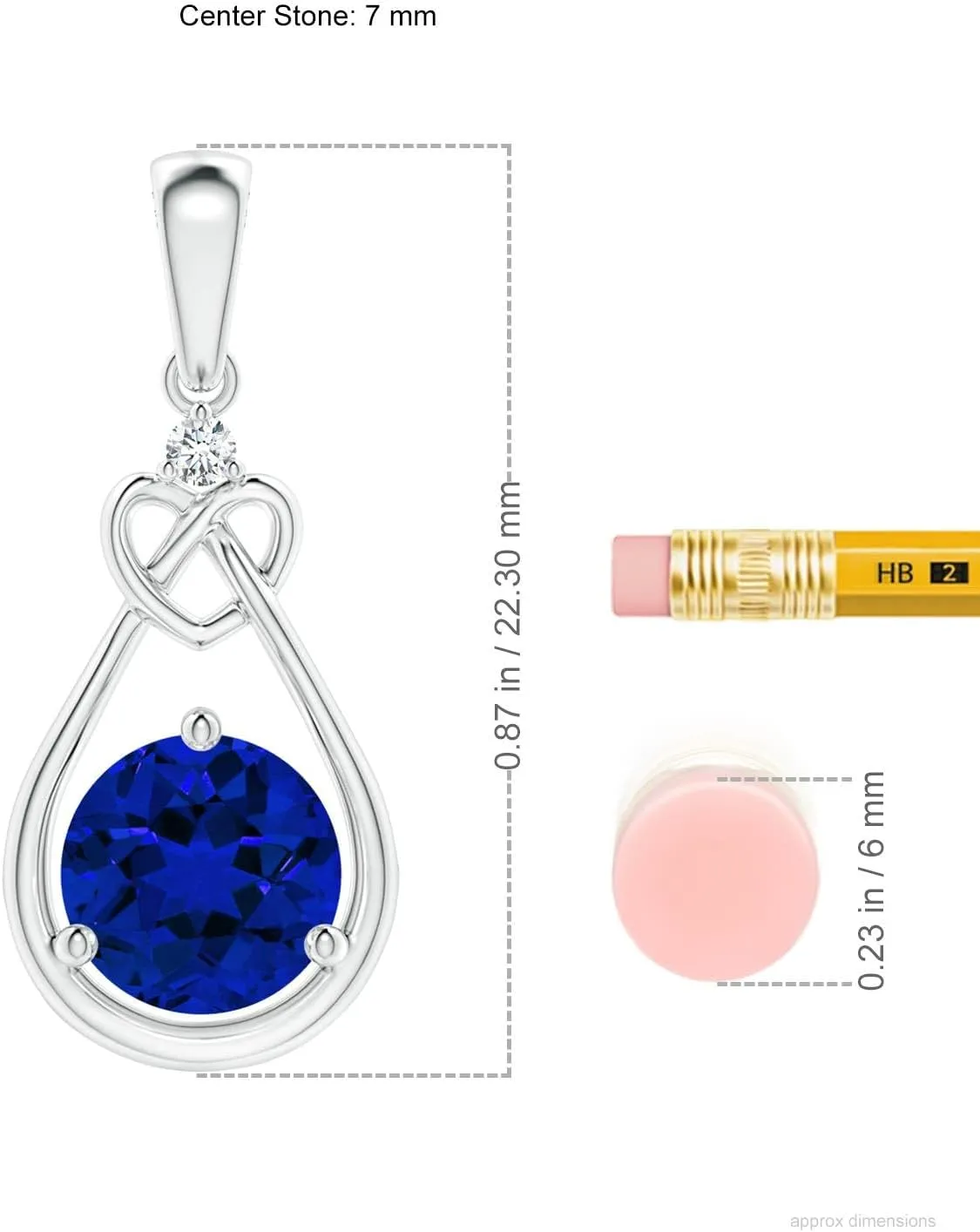 Angara Lab Grown Sapphire Knotted Heart Pendant with Lab Diamond in Silver / 14K Solid Gold/Platinum | Birthday, Engagement, Anniversary, Wedding Jewelry Gift for Women