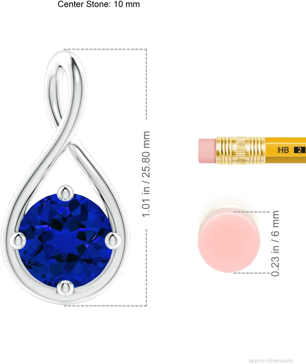 Angara Lab Grown Solitaire Blue Sapphire Twist Bale Pendant in 14K Solid Gold/Platinum | Birthday, Engagement, Anniversary, Wedding Jewelry Gift for Women