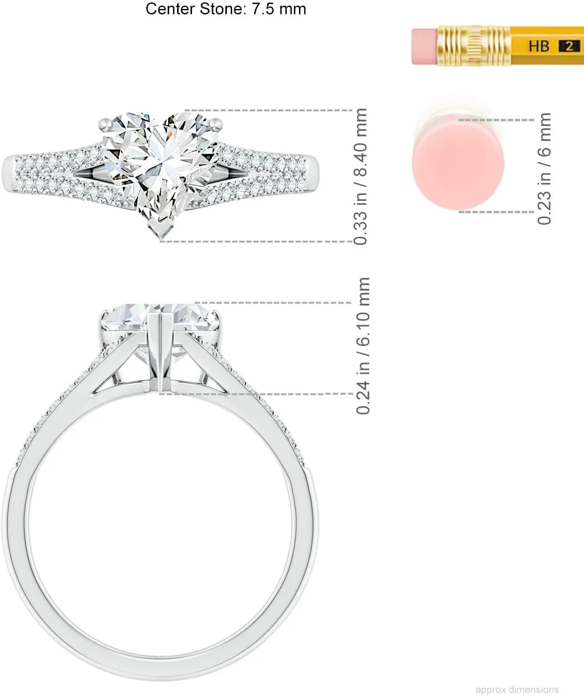 Angara Lab Grown Solitaire Heart-Shaped Diamond Split Shank Engagement Ring in Silver / 14K Solid Gold/Platinum | April Birthstone, Birthday, Anniversary, Wedding Jewelry Gift for Women