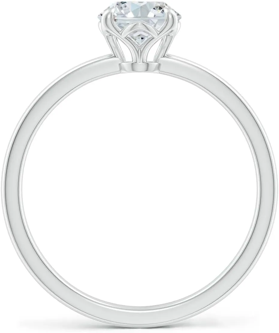 Angara Lab Grown Solitaire Oval Diamond Classic Engagement Ring in 14K Solid Gold/Platinum | April Birthstone, Birthday, Anniversary, Wedding Jewelry Gift for Women
