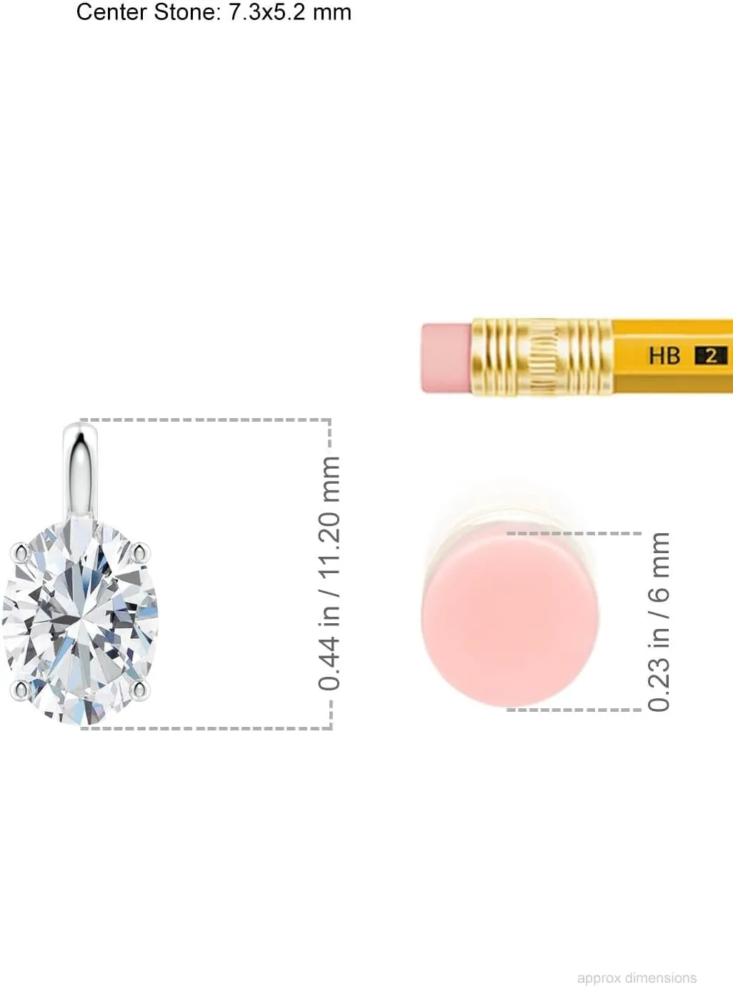 Angara Lab Grown Solitaire Oval Diamond Classic Pendant in 14K Solid Gold/Platinum | April Birthstone, Birthday, Engagement, Anniversary, Wedding Jewelry Gift for Women