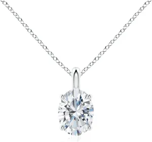 Angara Lab Grown Solitaire Oval Diamond Classic Pendant in 14K Solid Gold/Platinum | April Birthstone, Birthday, Engagement, Anniversary, Wedding Jewelry Gift for Women