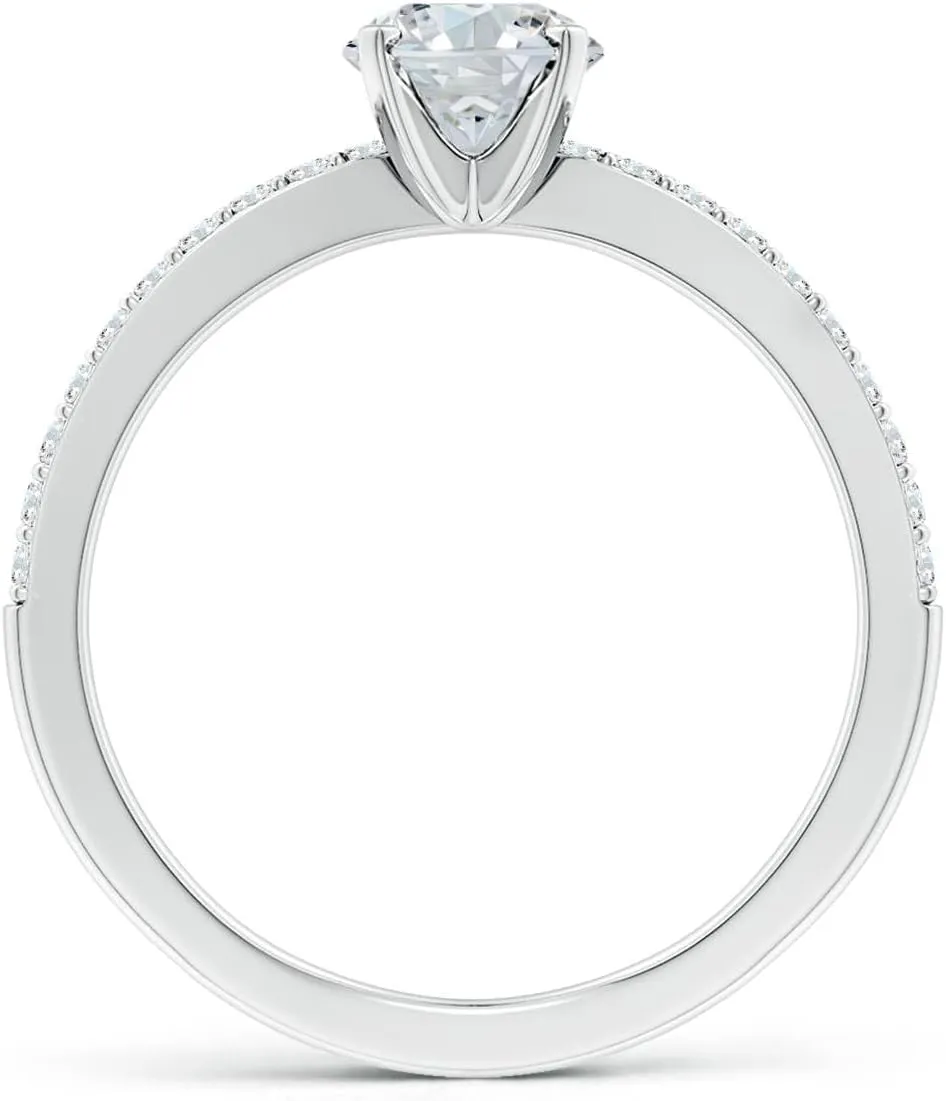 Angara Lab Grown Solitaire Oval Diamond Crossover Shank Engagement Ring in Silver / 14K Solid Gold/Platinum | April Birthstone, Birthday, Anniversary, Wedding Jewelry Gift for Women