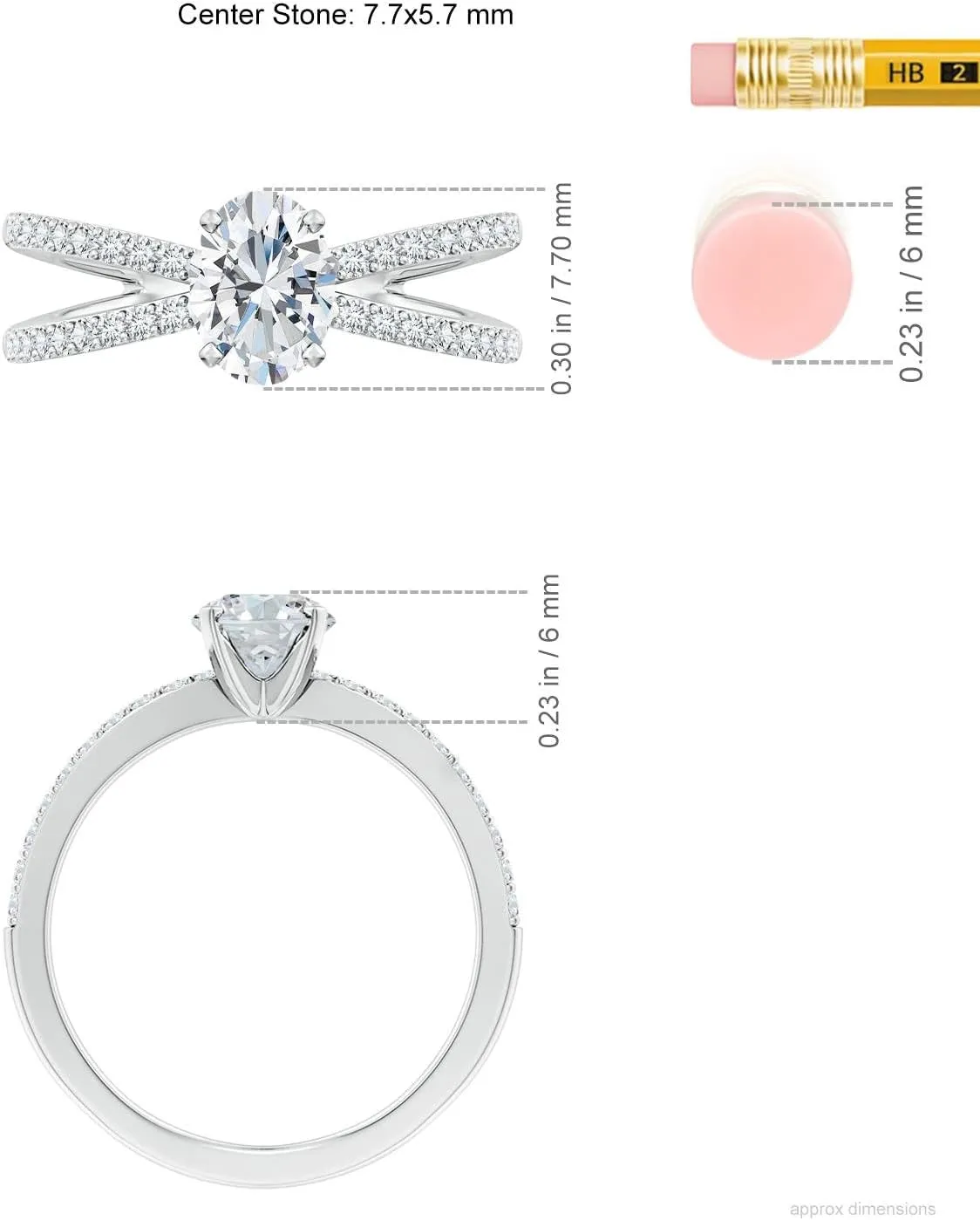 Angara Lab Grown Solitaire Oval Diamond Crossover Shank Engagement Ring in Silver / 14K Solid Gold/Platinum | April Birthstone, Birthday, Anniversary, Wedding Jewelry Gift for Women