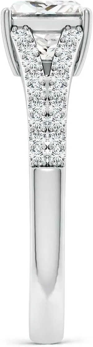 Angara Lab Grown Solitaire Princess-Cut Diamond Split Shank Engagement Ring in Silver / 14K Solid Gold/Platinum | April Birthstone, Birthday, Anniversary, Wedding Jewelry Gift for Women