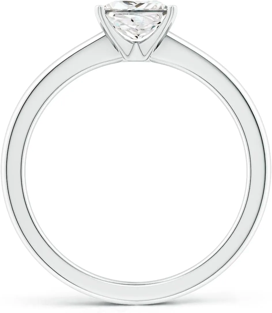 Angara Lab Grown Solitaire Princess-Cut Diamond Tapered Shank Engagement Ring in Silver / 14K Solid Gold/Platinum | April Birthstone, Birthday, Anniversary, Wedding Jewelry Gift for Women