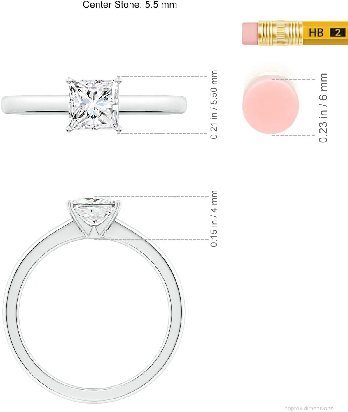 Angara Lab Grown Solitaire Princess-Cut Diamond Tapered Shank Engagement Ring in Silver / 14K Solid Gold/Platinum | April Birthstone, Birthday, Anniversary, Wedding Jewelry Gift for Women